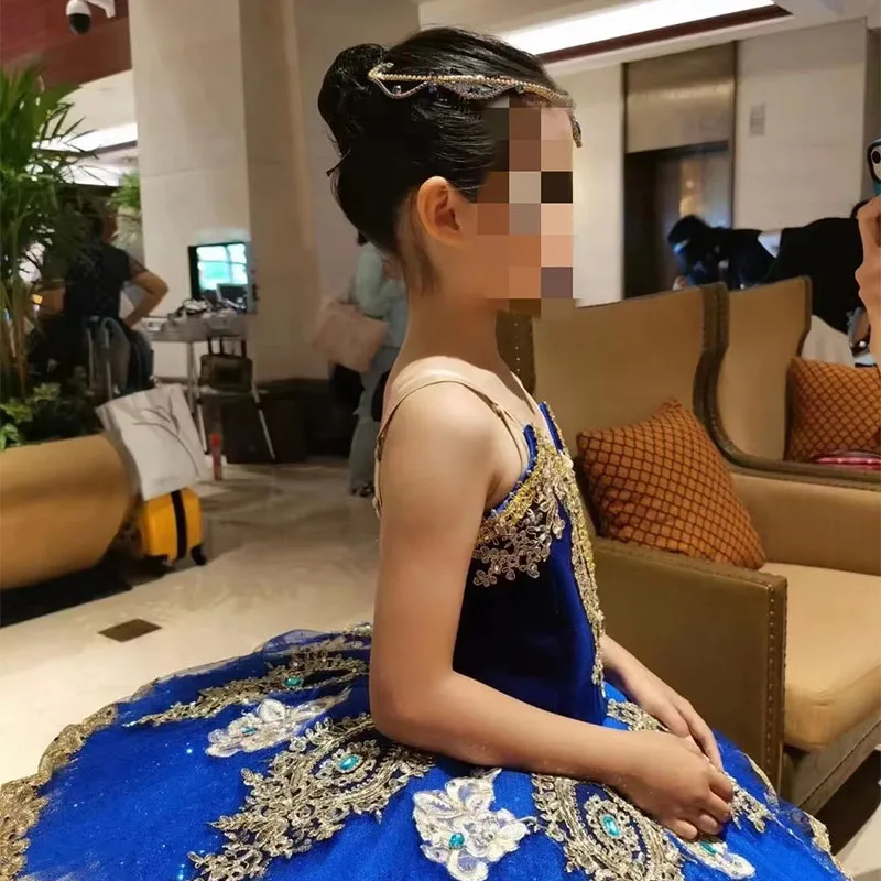 Синяя балетная юбка-пачка балетный костюм для детей Лебединое озеро детские