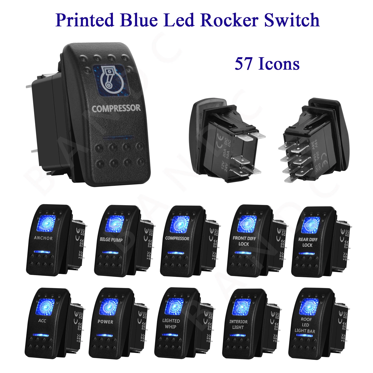 

1 Pc Car Boat Blue Led Lights Rocker Toggle Switch for the ARB CARLING NARVA 4X4 ,On-Off On-Off-On Switch, Auto Parts