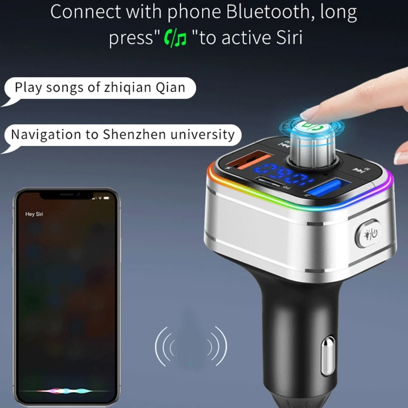 Автомобильный FM-передатчик 53CC со светодиодной подсветкой совместимый с Bluetooth MP3
