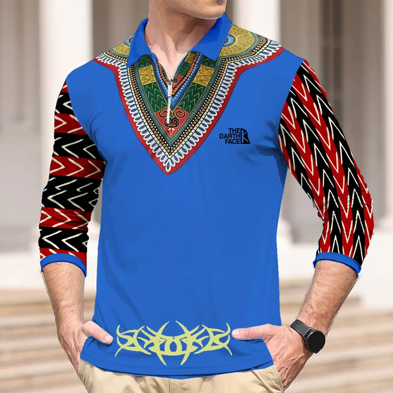 

Мужская хлопковая рубашка-поло с длинным рукавом, размеры до 3XL