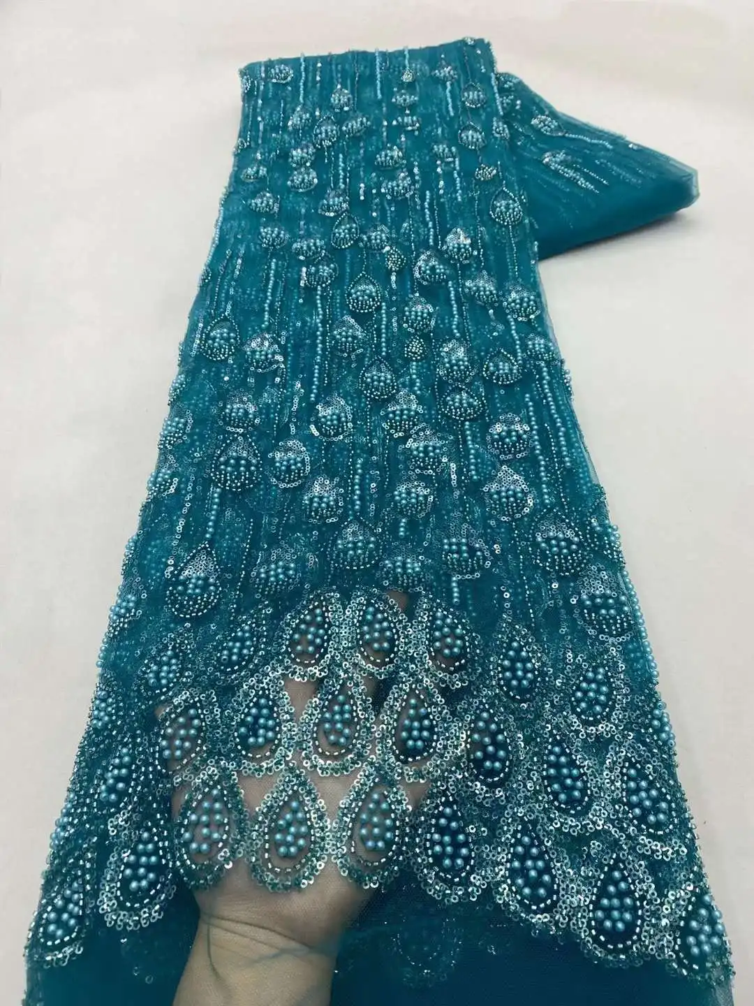 2024 африканская роскошная кружевная ткань с блестками новейшая вышивка из бисера