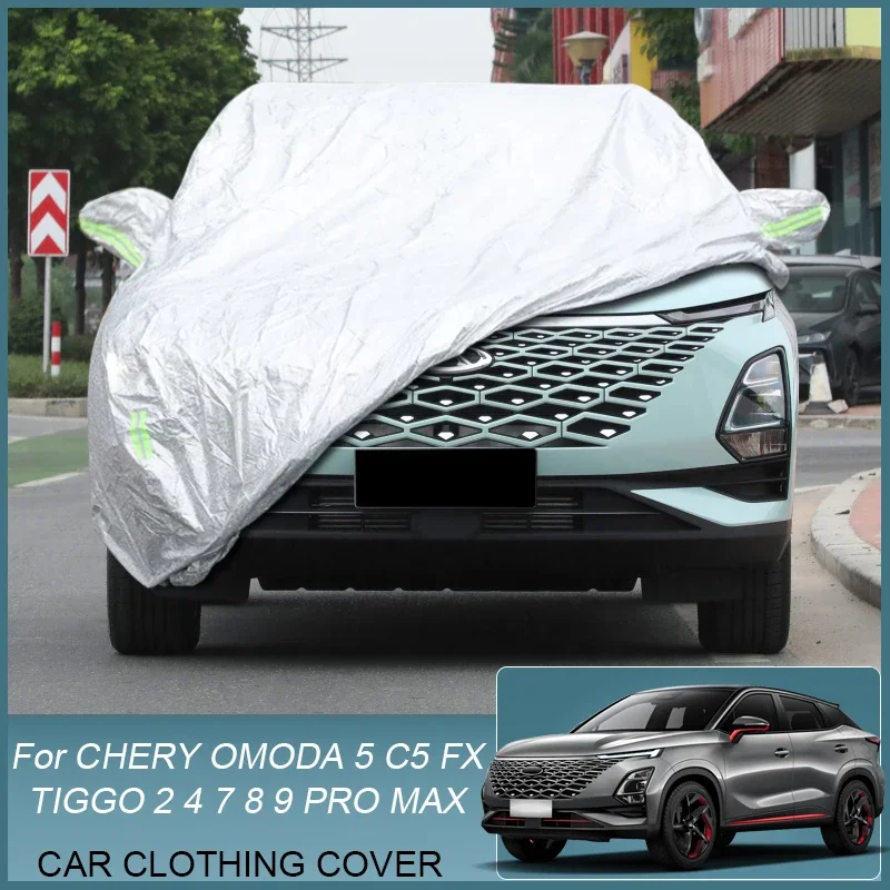 Full Car Cover Rain Frost Snow Dust Waterproof Protect For Chery Omoda 5 C5 Tiggo 2 3X 4 5X 7 8 9 Pro Max 2018-2025 Accessory