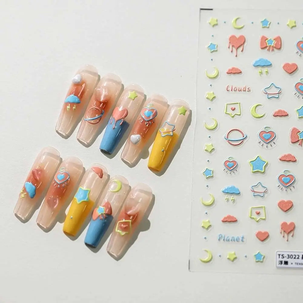 

Animal Shaped Cartoon Nail Stickers Colorful Love Heart Moon Panda Nail Decals Manicure Ornaments Nail Charms Nail Salon