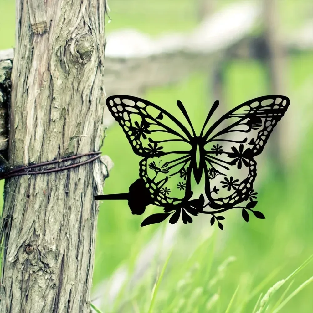 1 шт. Украсьте свой сад этим металлическим цветком бабочки 2024-Красивое уличное