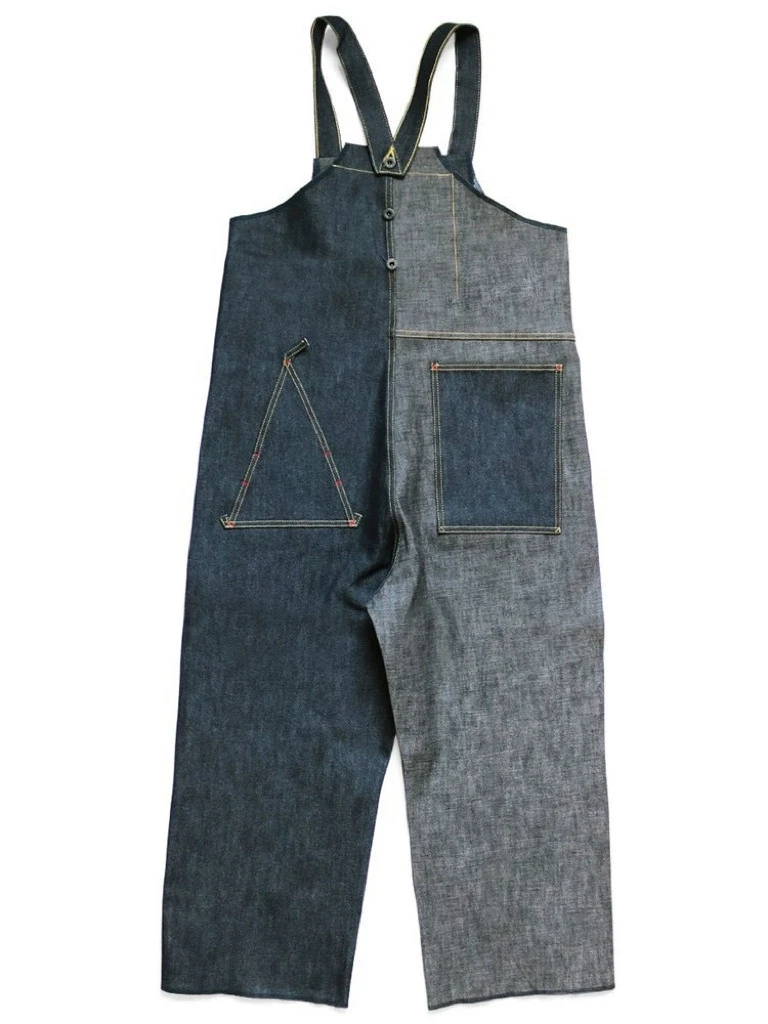 New Arrival Kapital Hirata Hiroshi Spliced Jumpsuit Retro Geometric Heterosexual Strap Pants Jeans for Men and Women Overalls
