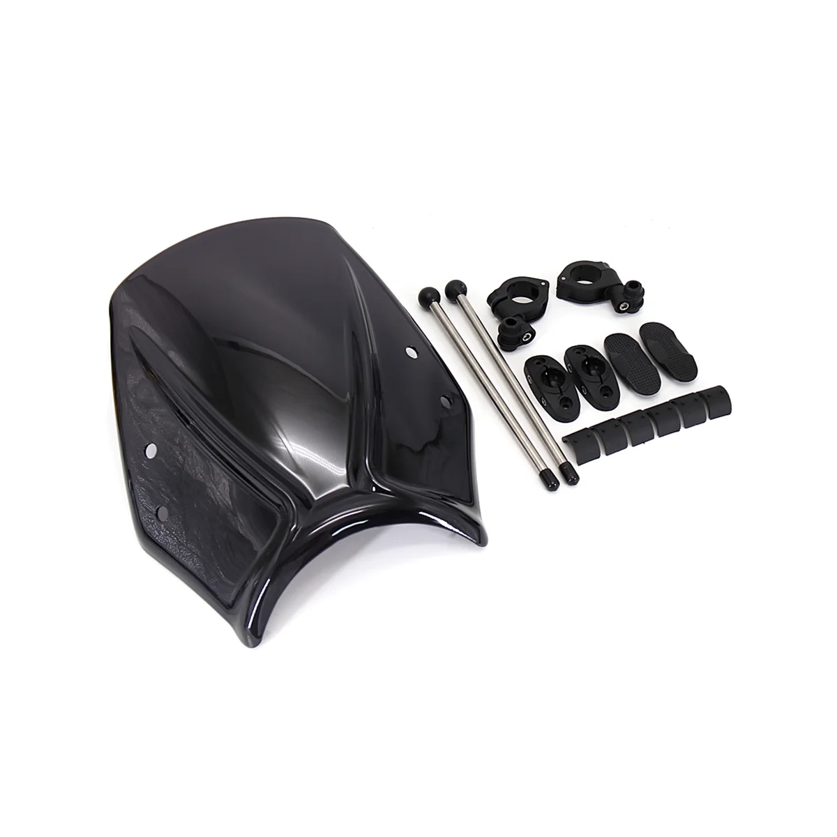 

Motorcycle Windscreen Windshield Deflector with Bracket(Black)