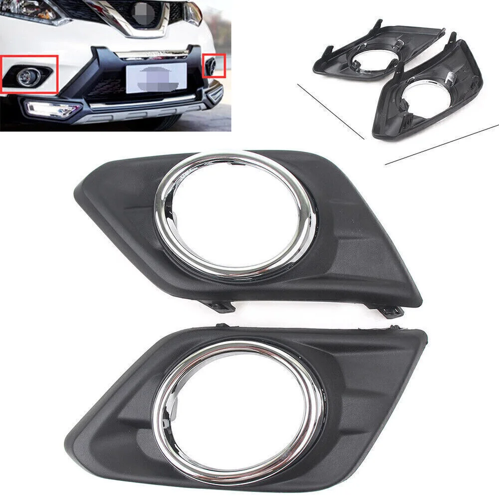 

2x Front Fog Light Bumper Fog Lamp Cover Trim for Nissan Rogue X-trail 14-16 NEW