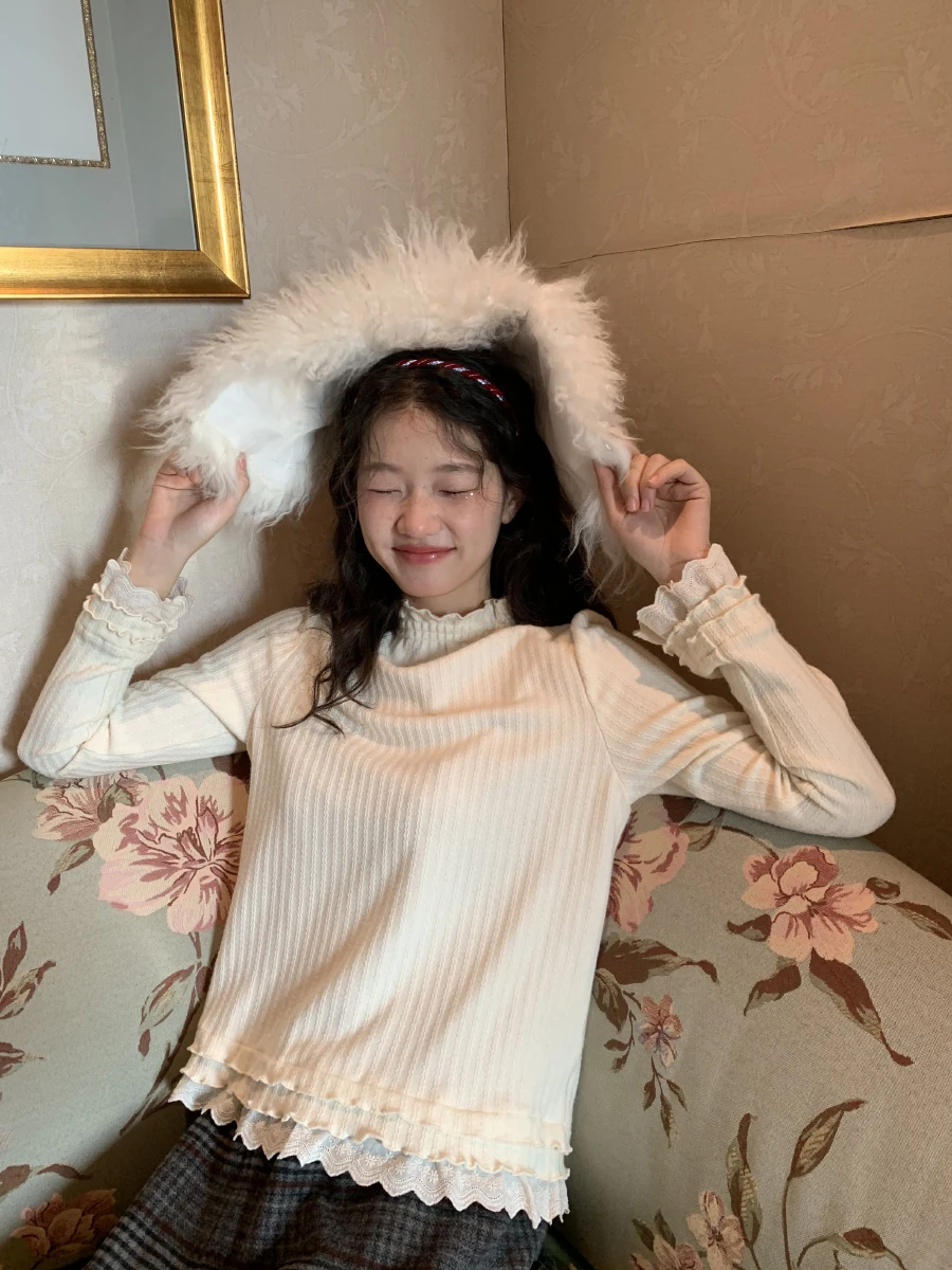 Белая базовая рубашка Jiang Jam с имбирем и женская зимняя новая трикотажная