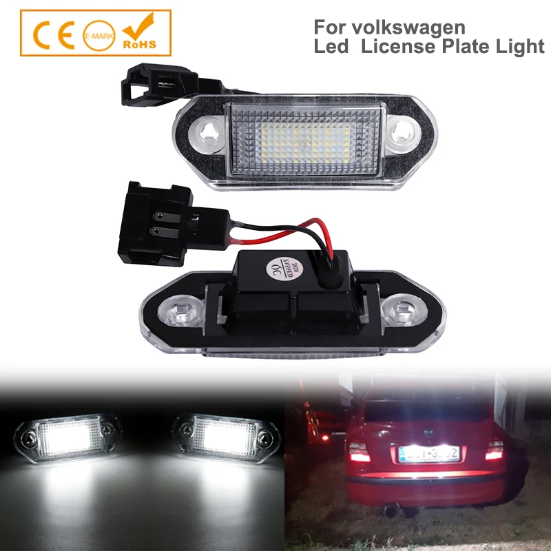 

2pcs Led Car License Number Plate Light Lamp Bulbs Auto Illumination For VW Golf mk3 Gol 2 3 Vento A3 Jetta Skoda Octavia