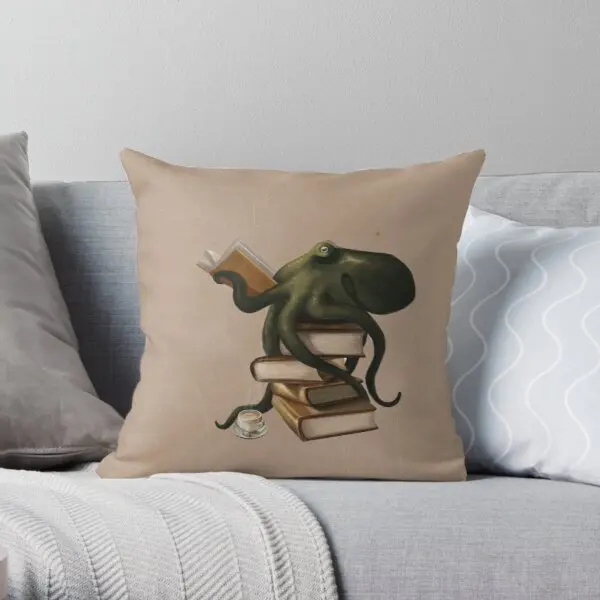 

Well Read Octopus Printing Throw Pillow Cover Hotel Office Bedroom Square Decorative Decor Anime Fashion Pillows not include