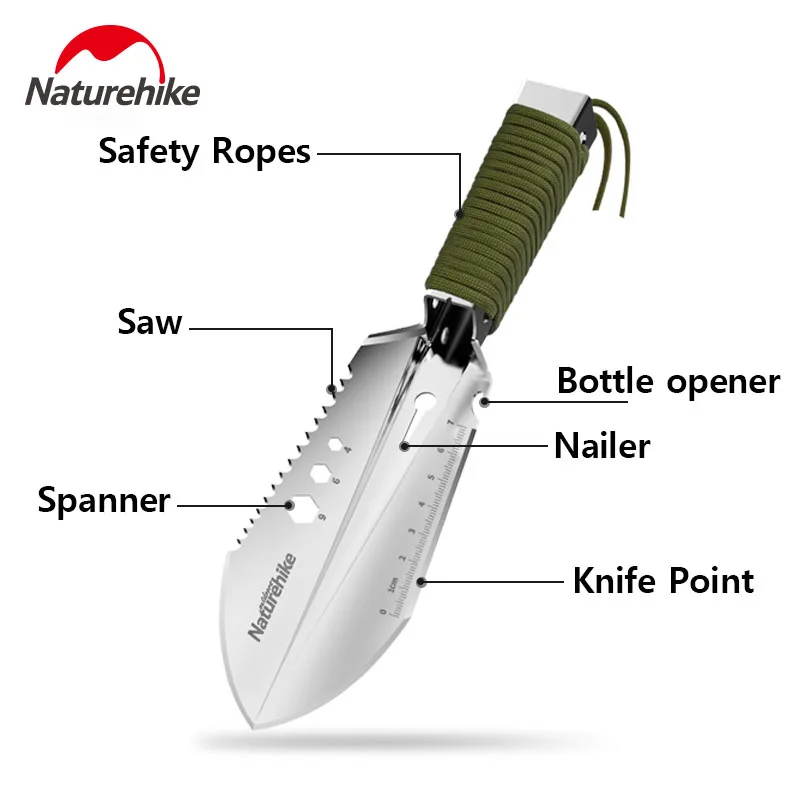 Лопата Naturehike туристическая компактная садовая ручная лопата из нержавеющей