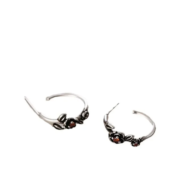 Женские серьги с 3D розами гибкие полукруглые в форме буквы C элегантные