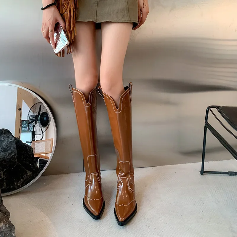 Винтажные женские сапоги до колена новая зимняя повседневная женская обувь