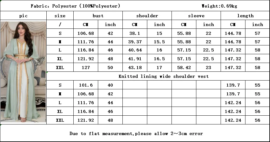 Muslim Women's Hot Diamond Light Luxury Dress Abaya Suit Bright Silk Satin Three-piece Dress