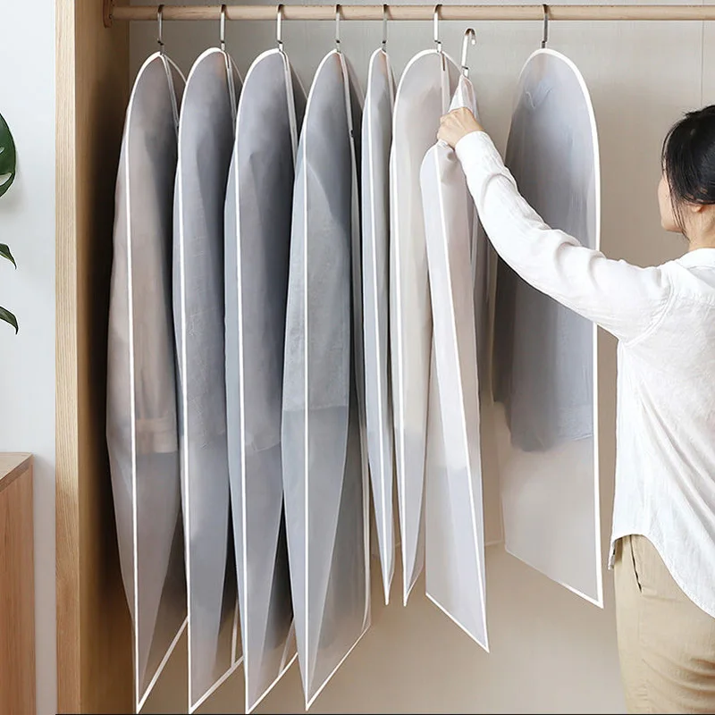 

Hot Clothes Dust Cover Hanging Garment Dress Clothes Suit Coat Storage Bags Transparent Wardrobe Washable Clothing Bag