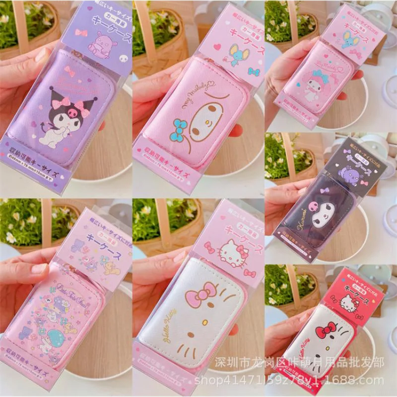 Sanrio Anime Car Key Cover Case Anime Kuromi Melody Cinnamoroll Men Women Holder Organizer Key Wallet Card Bag Car Accessories images - 6