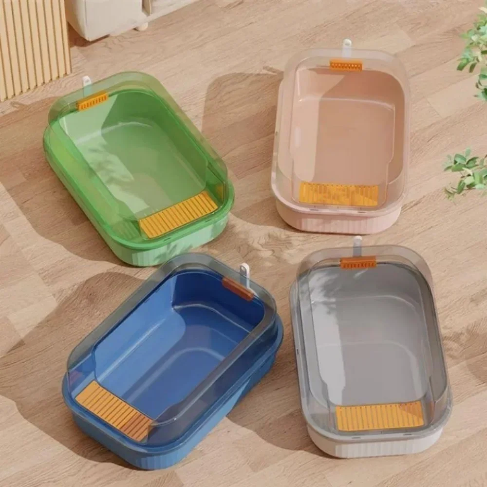 

Cat Litter Box Design Semi-enclosed Sandbox Big Space Toilet Prevent Splash Tray Goods For Kittens Big Sand Litter Cat Bedpans