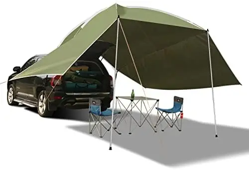 

Car Awning Sun Shelter, Portable Auto Canopy Camper Trailer Sun Shade for Camping, SUV, Outdoor, Beach Green Beach tent Car sha
