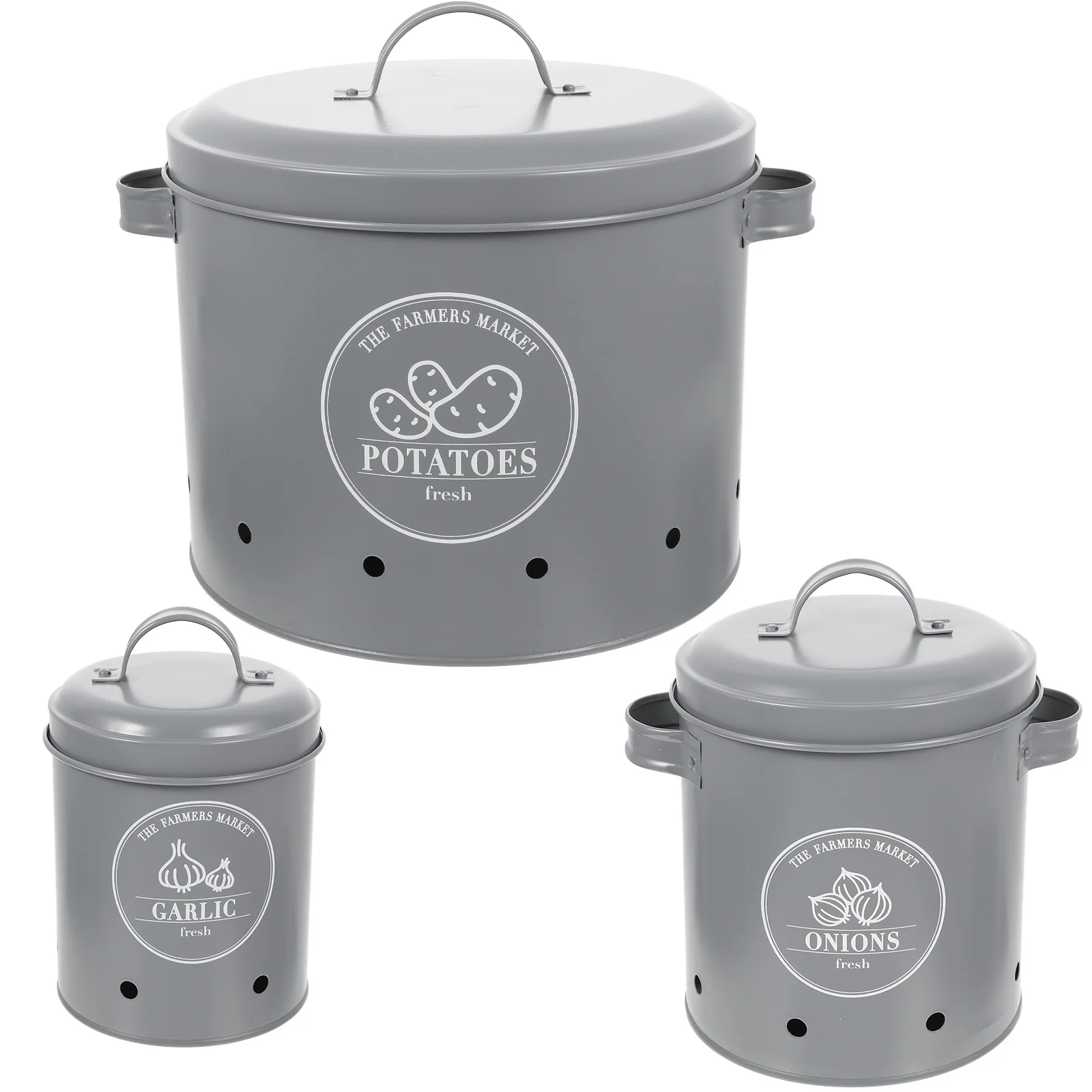 

Potato Storage Onion Garlic Bin Kitchen Container Vegetable Bucket Keeper Tin Canisters Canister Pantry Jar Metal Iron Box Grow