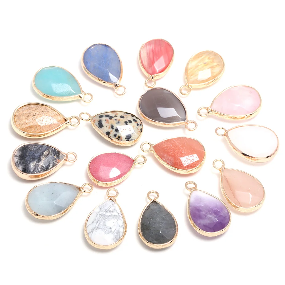 

Natural Stone Faceted Pendants Water Drop Shape Gemstone Exquisite Charms for Jewelry Making Diy Earring Necklace Accessories