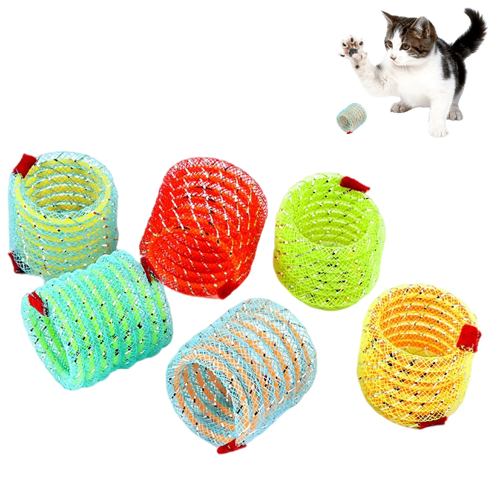 

Cat Spring Toy Colorful Plastic Spring Training Toy For Pet Cats Kitten Interactive Cat Springs For Chasing Biting Hunting