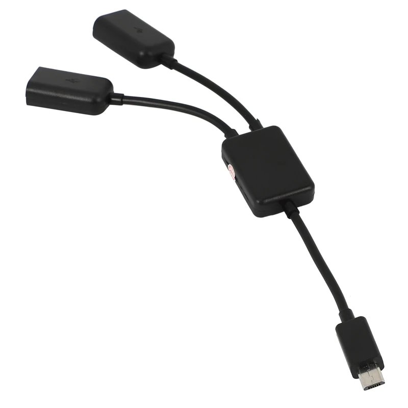 Кабель хоста Micro-USB переходник OTG с папа на 2 USB типа A мама двойным разъемом