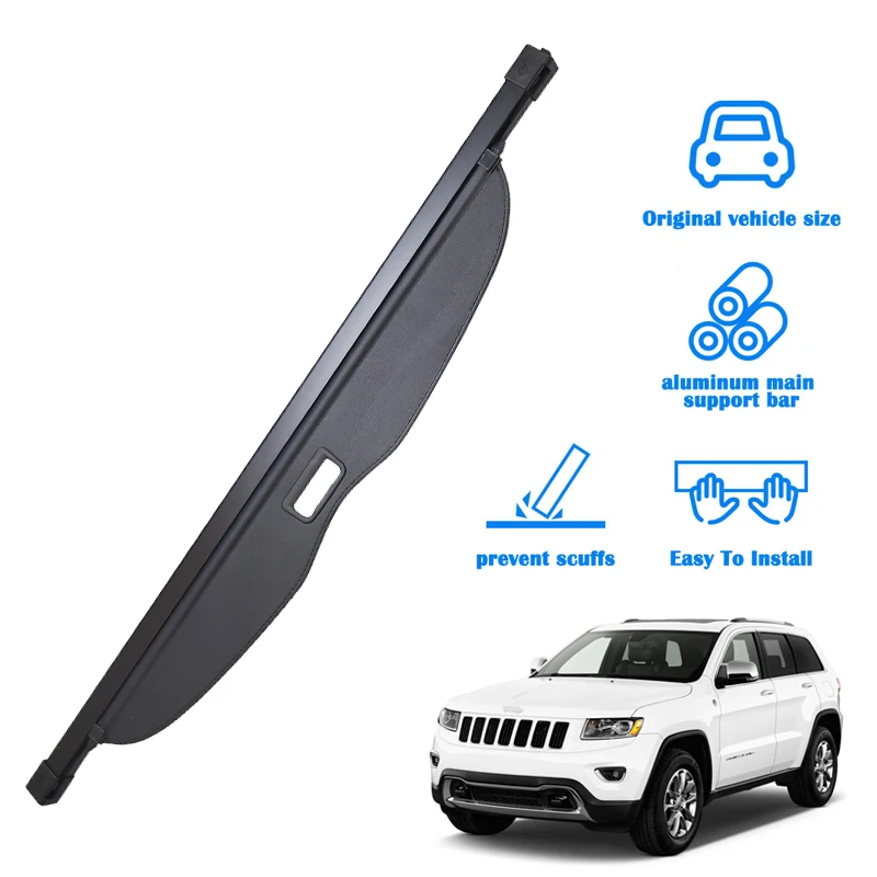 

For Jeep Grand Cherokee 11-16，Black Privacy Screen Retractable Trunk Security Tonneau Cover Luggage Shield Shade Cargo Cover