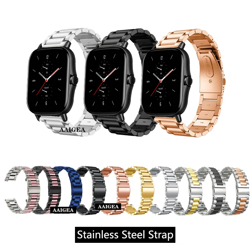 

20mm 22mm WatchBand Stainless Steel Metal Strap for Huami Amazfit GTS2 mini GTS3 GTS 2e / Bip 3 Lite S U Pro Pop