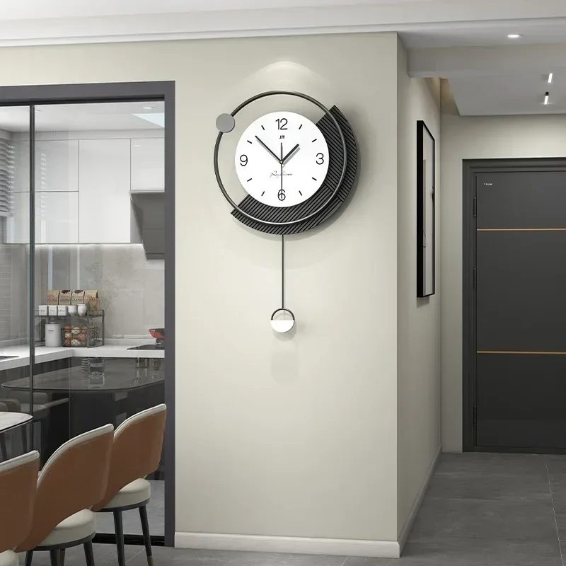 Скандинавские круглые настенные часы для дома бесшумные поворотные