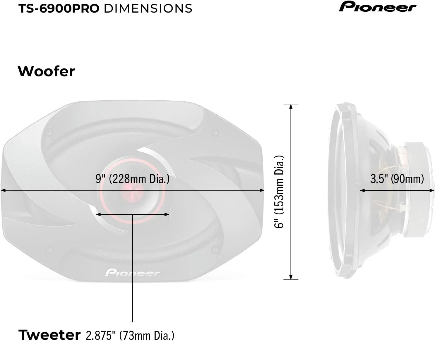 Pioneer TS-6900PRO 6X9 2-полосные полнодиапазонные автомобильные аудиоколонки с чистым качеством звука (art.: 3920d17da98bd) - 3920d17da98bd