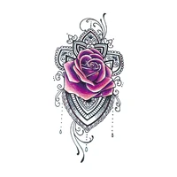 waterproof temporary tattoo sticker purple rose sanskrit flower jewelry design fake tattoos flash tatoos arm body art for women
