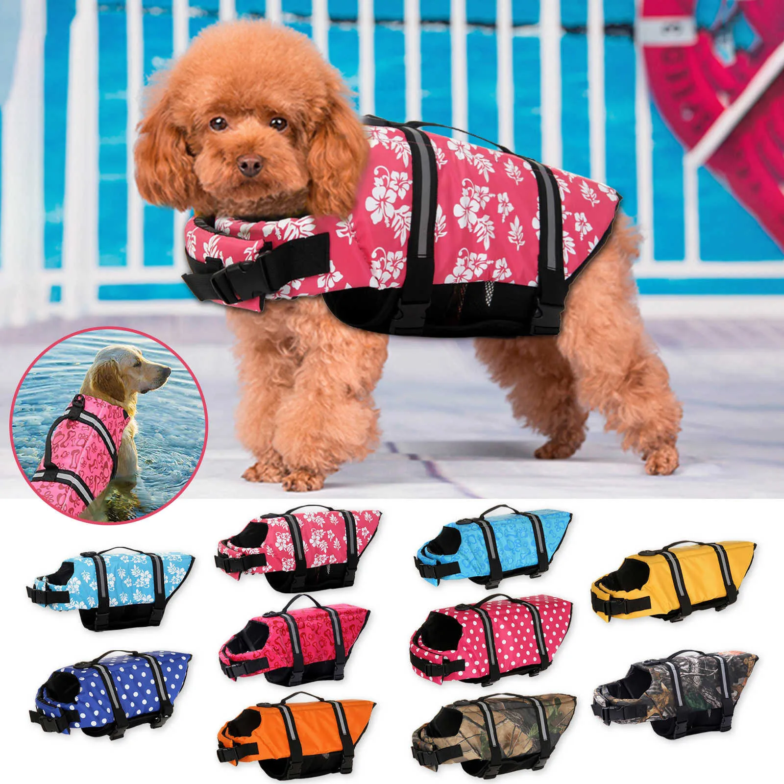 

Dog Life Jacket Funny Cute Style Adjustable Floatation High Buoyancy and Durable Rescue Handle for Small,Medium,Large Dogs