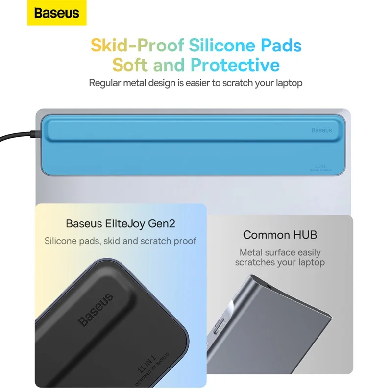 Фото Адаптер концентратора Baseus EliteJoy Gen2, 11 портов, Type-C, темно-серый (Type-C в HDMI * 1 + USB3.0 * 3 + PD * 1 + VGA * 1 + SD/TF * 1 + RJ45 * 1 + данные типа C * 1 + 3,5 м №4