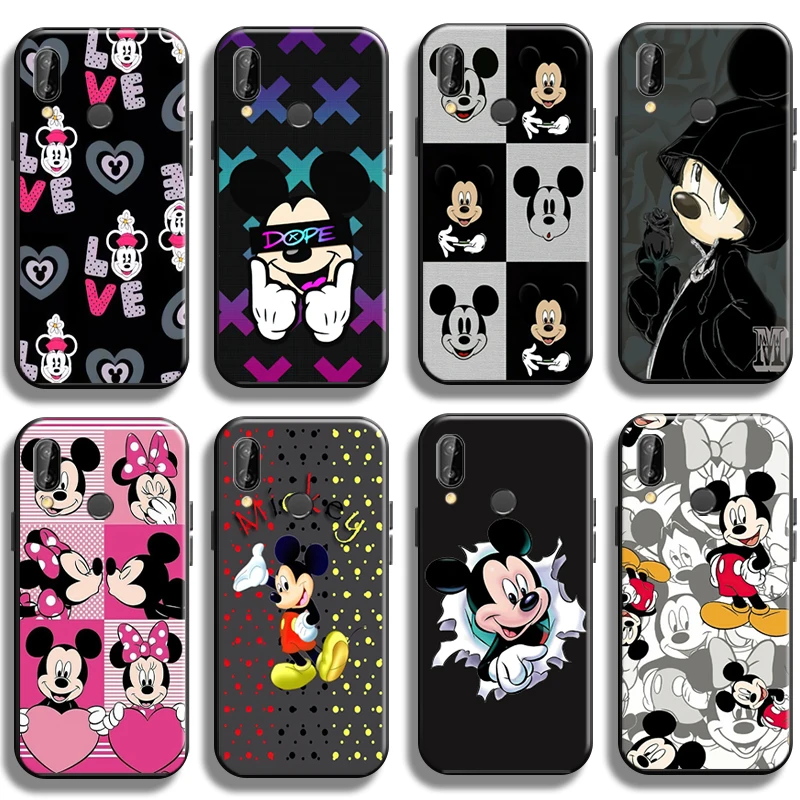 

Disney Cartoon Mickey Mouse Phone Case For Huawei P20 Pro P20 Lite Shockproof Black Back Carcasa Cover Liquid Silicon Cases