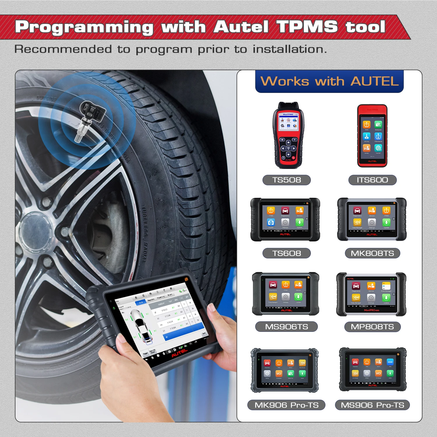 Autel 2 в 1 MX-Sensor s TPMS Датчик автомобильных шин 433 МГц 315 клон-able Программируемый датчик