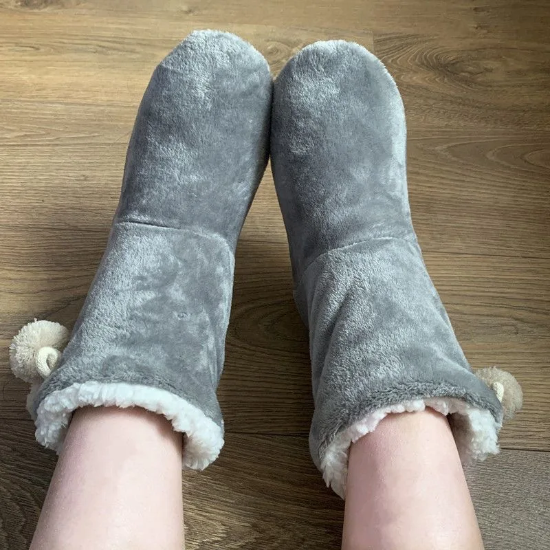 

Winter Warm Fluffy Slippers Women Christmas Floor Boots Indoor Home Fur Plush Non Slip Soft Cotton Shoes Luxury Lovers Sock Shoe
