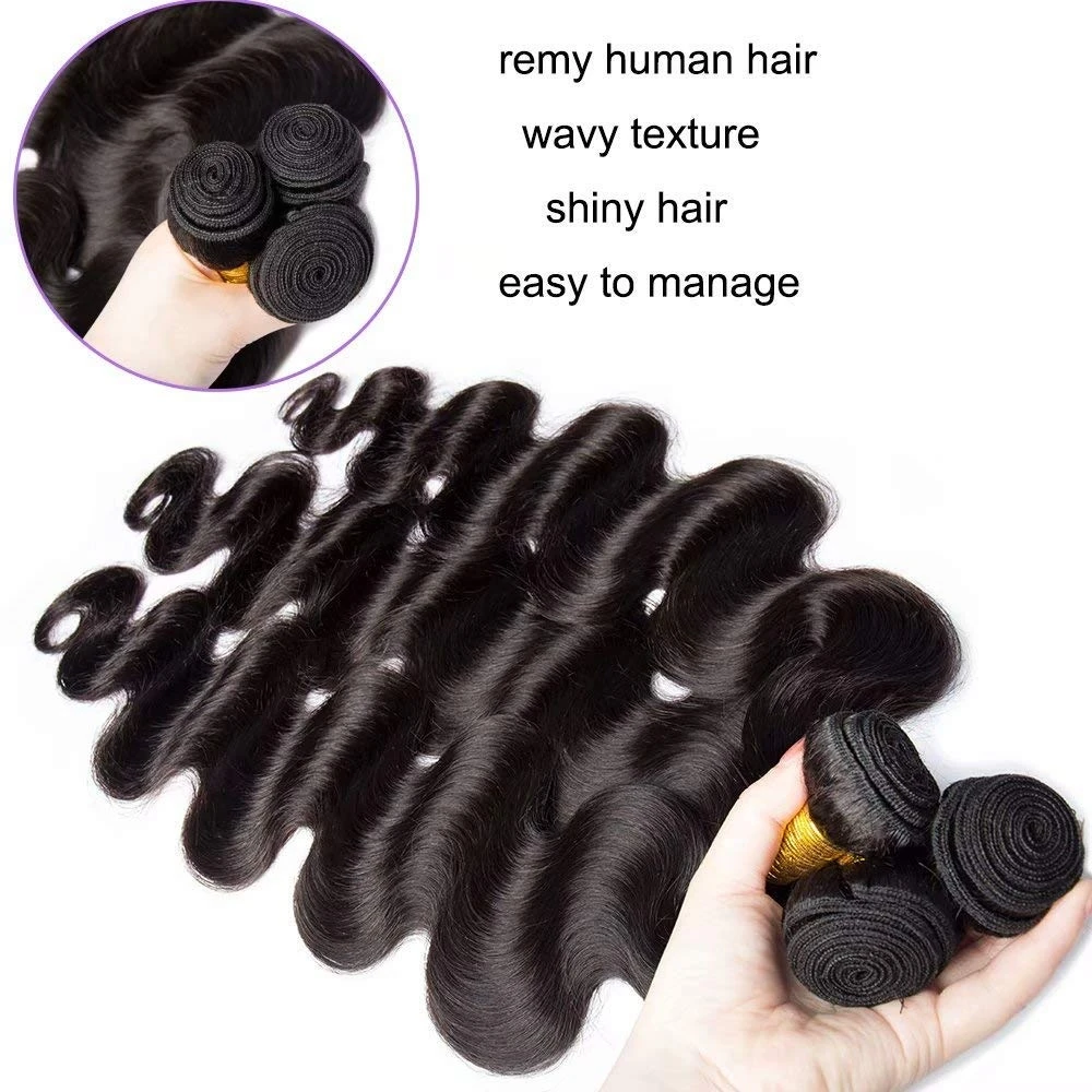 Body Wave Bundles Brazilian Hair Weave Bundles 1/3/4 PCS Human Hair Bundles Natural Black Double Draw 8-40