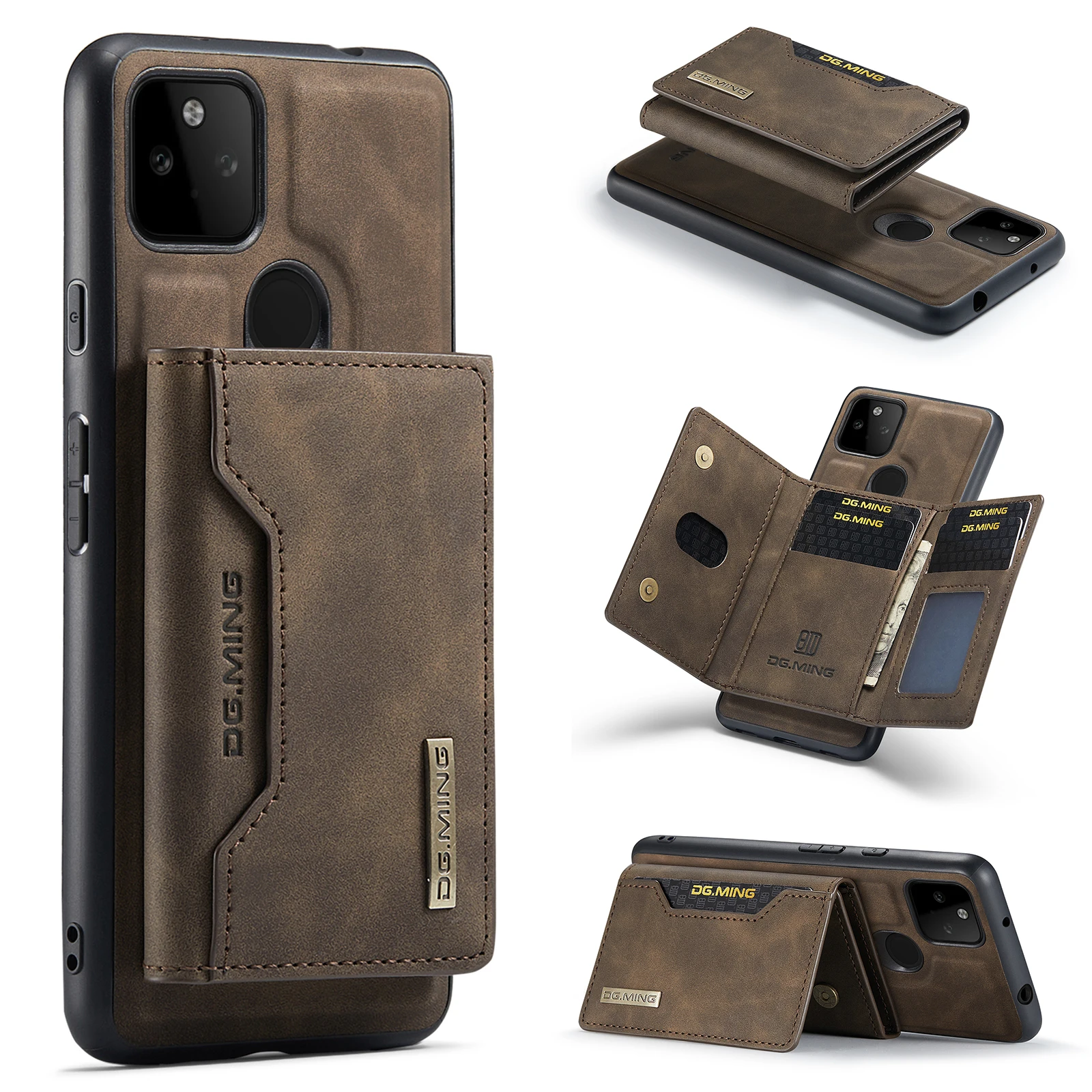 DG.Ming For Google Pixel 5A 5G/Pixel 6 Pro/Pixel 6 Luxury Wallet Case Detachable Leather Magnetic Sleeve Cover Mobile Phone Case