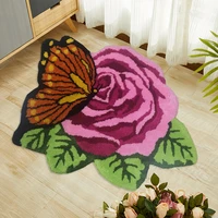 pink rose flower bath mats soft non slip absorbent bathroom rug tub side carpet chair foot pad aesthetic home decor lover gifts