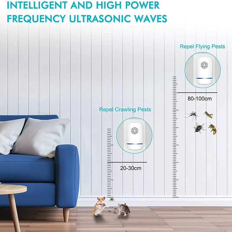 4 PCS Ultrasonic Pest Repeller Electronic Repellent Plug in Indoor Control for Insect Mice Mosquito US |