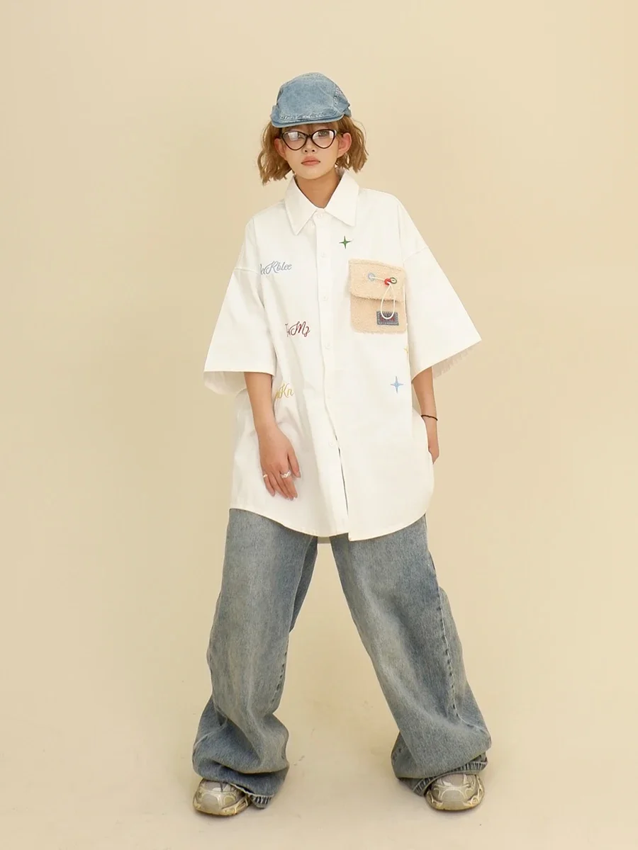 Рубашка с коротким рукавом и карманами в стиле бойфренд