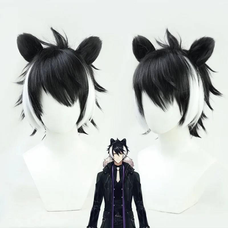 

Парик для косплея Vtuber Youtuber Kageyama Shien с ушками черно-белые Короткие Аниме синтетические волосы Хэллоуин Карнавал искусственные ролевые игры