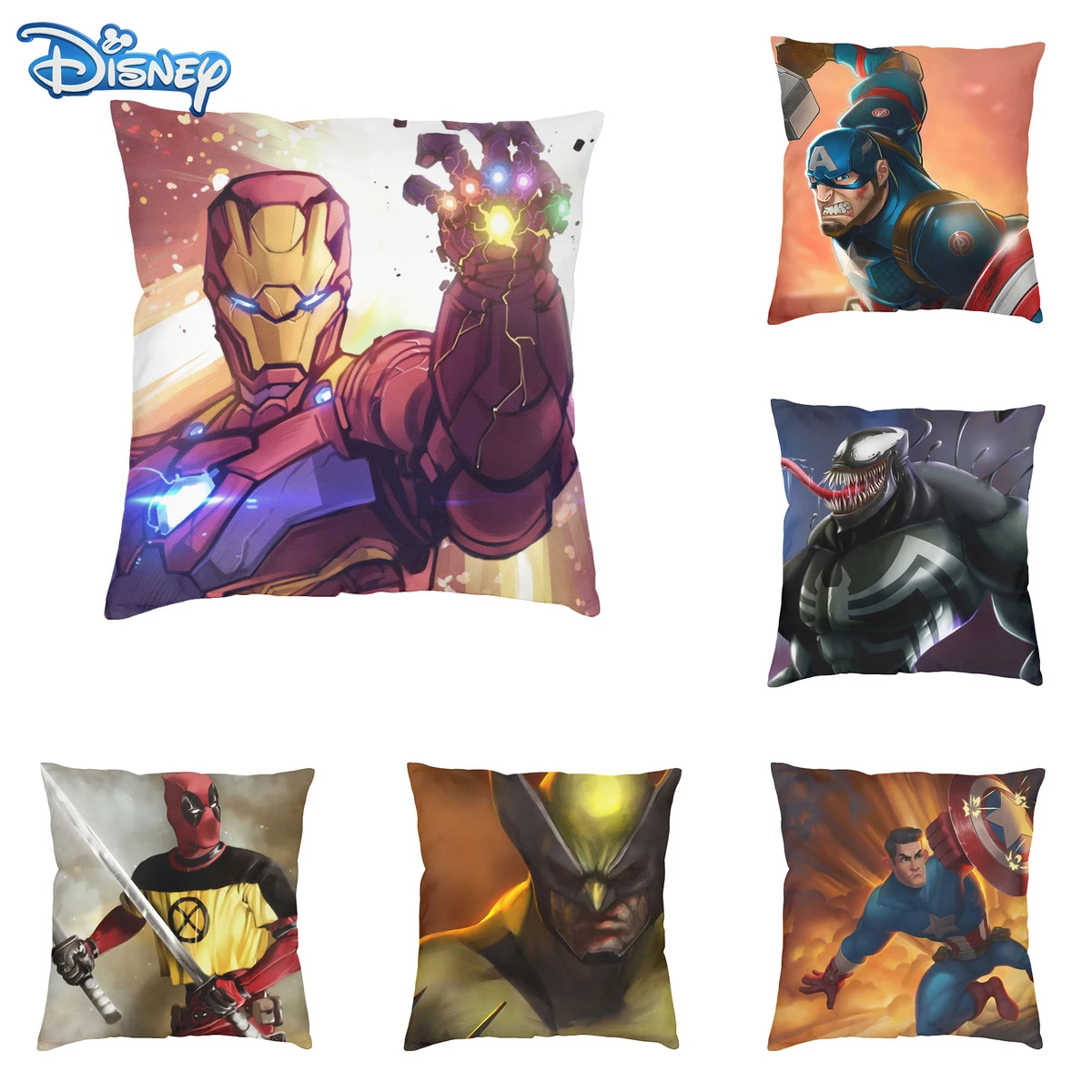 

Disney Pillowcase 45x45 cm Spiderman,Captain America,hulk,iron Man Pillow Case Cartoon Anime The Avengers Figure Printing