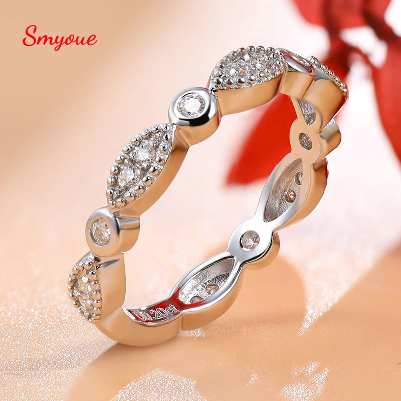 

Smyoue 18k Plated 0.2CT All Moissanite Ring for Women Marquise Full Eternity Matching Diamond Band S925 Silver Luxury Jewelry