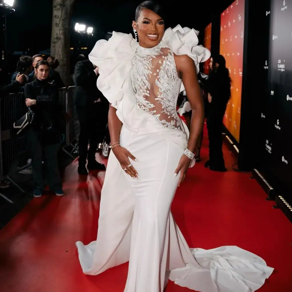 Белое атласное платье WDPL