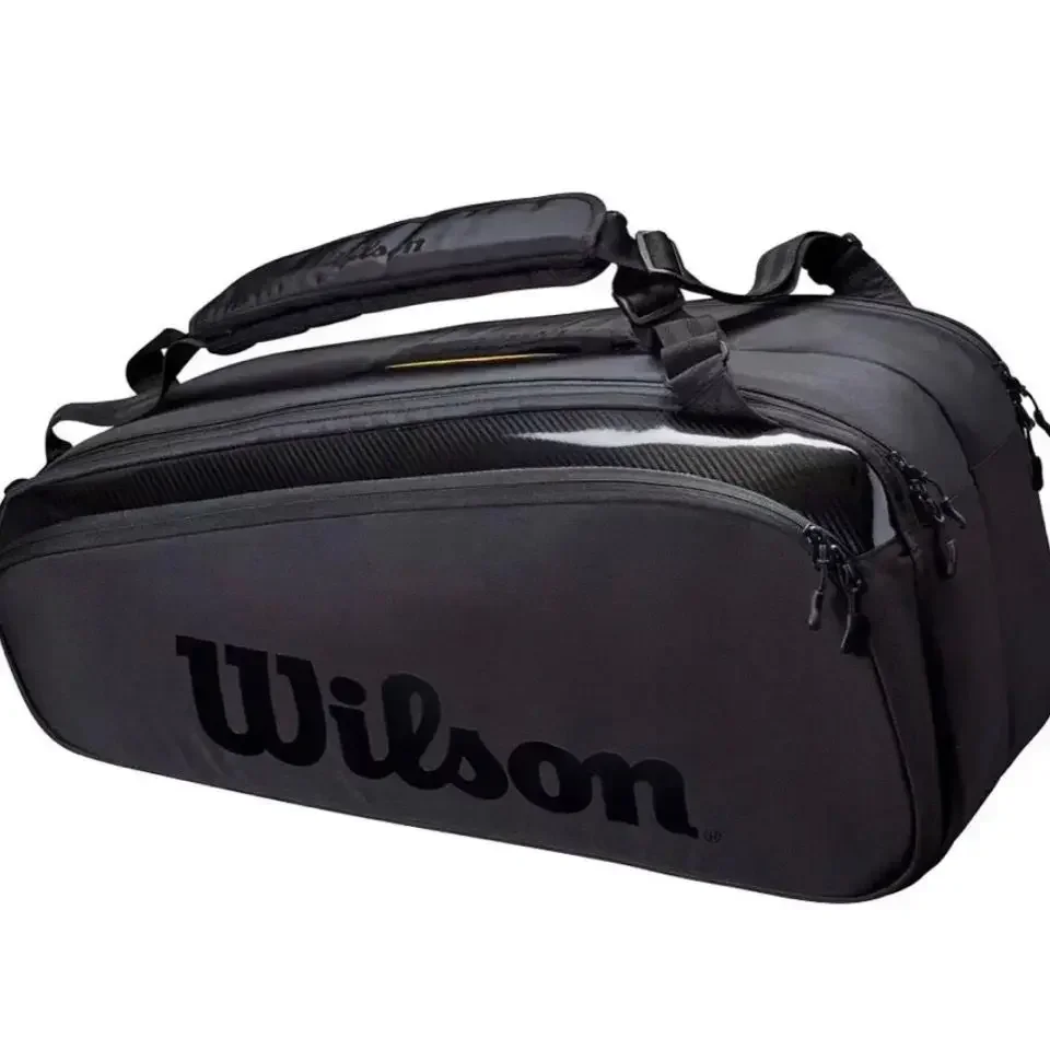 

Wilson Super Tour Pro Staff 9/6 Pack Fine-knit Coating Tennis Bag Double Deck Racket Backpack Tennis Racquet Bag with Insulation