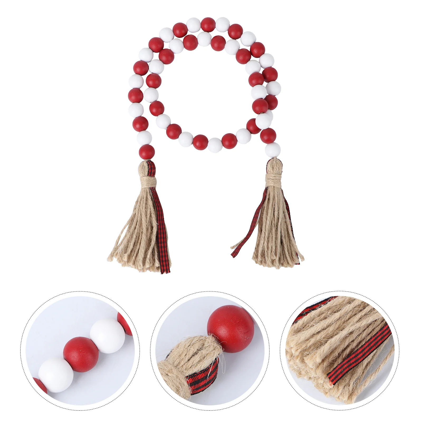 

Bead Garland Wooden Wood Beads Decor Home Rustic Tassel Wreath Hanging Farmhouse Decoration Ornament Pendant Wall String