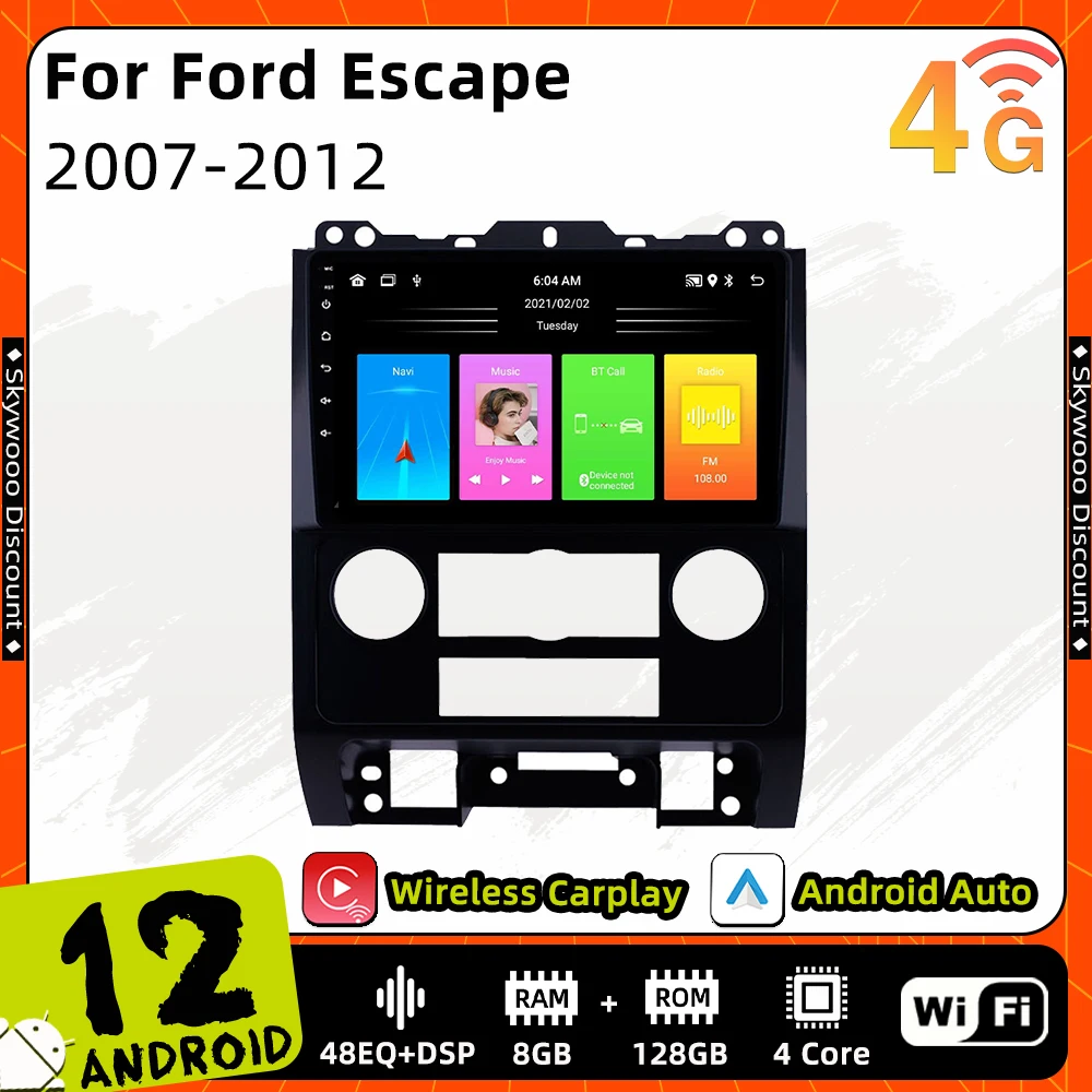 Автомобильный радиоприемник для Ford Escape 2007-2012 9-дюймовый экран 2 Din Android головное