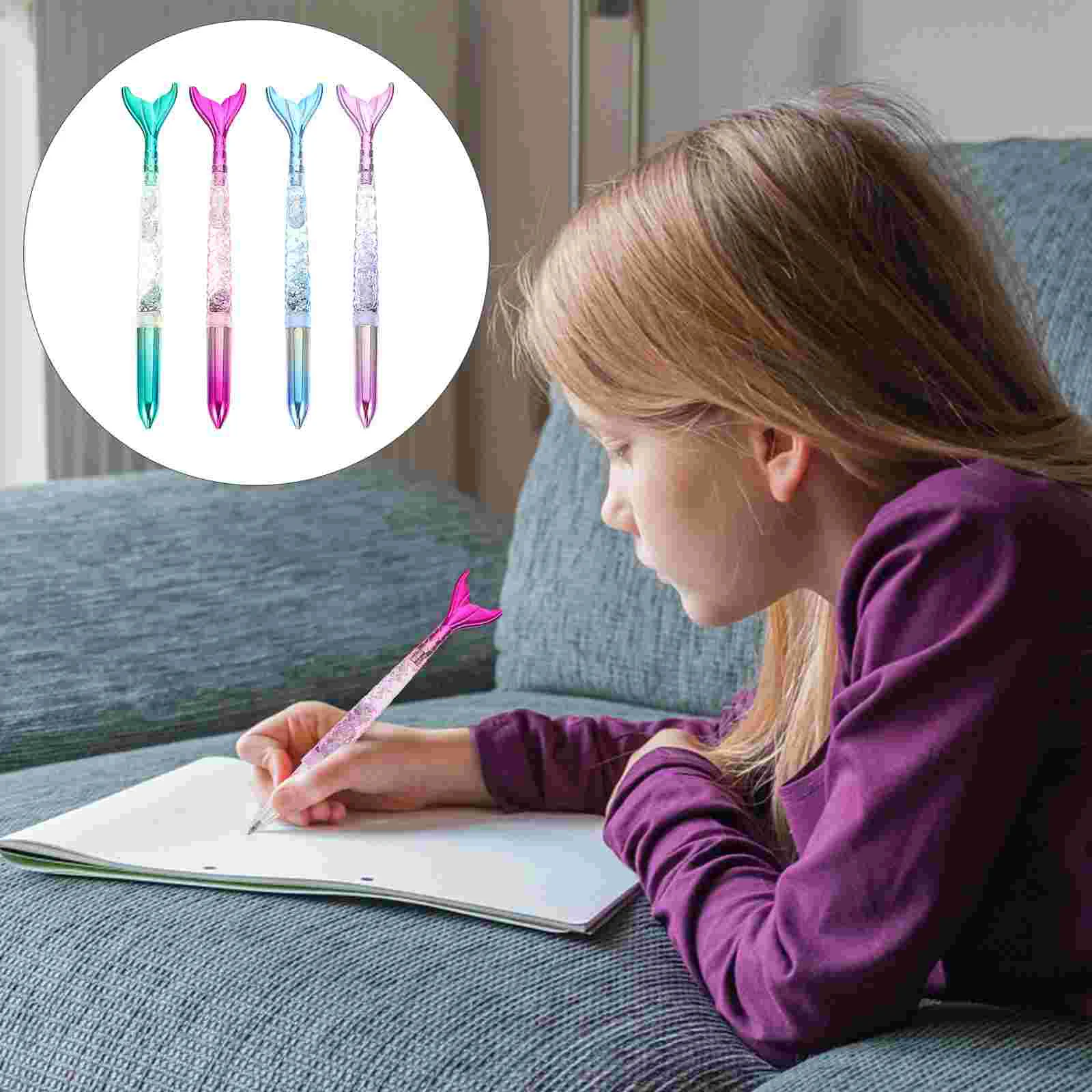 

Pens Pen Mermaidpoint Cartoon Rollerballink Black Liquid Student Pressed Glitter Favors Party Kids Ballpoint Writing Smooth
