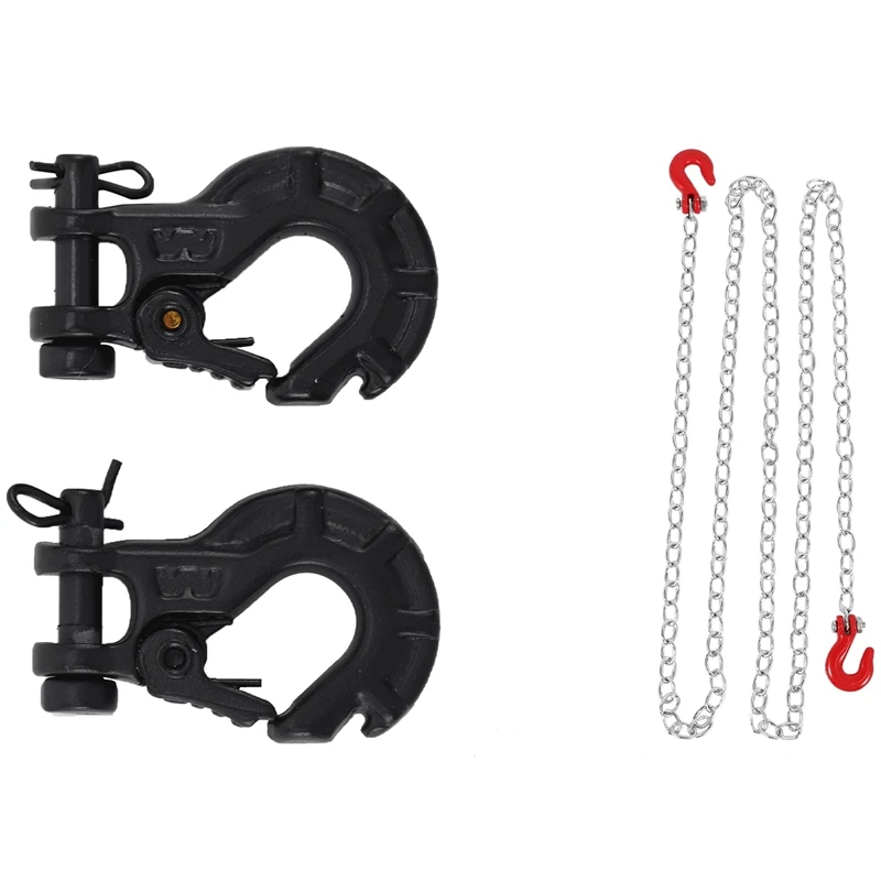 

1:10 радиоуправляемая гусеничная буксировочная цепь с 2 крючками для металлического прицепа и лебедки, для Axial SCX10 90046 TAMIYA CC01